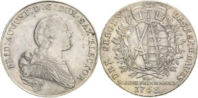 Sachsen-Kurlinie ab 1547 (Albertiner)
Friedrich August III. 1763-1806 Taler 1768, EDC-Dresden Ausbeute Kahnt 1073 Buck 128 c Schnee 1072 Müseler 56.1...