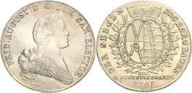 Sachsen-Kurlinie ab 1547 (Albertiner)
Friedrich August III. 1763-1806 Taler 1768, EDC-Dresden Ausbeute Kahnt 1073 Buck 128 c Schnee 1072 Müseler 56.1...