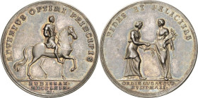 Sachsen-Kurlinie ab 1547 (Albertiner)
Friedrich August III. 1763-1806 Silbermedaille 1769 (J.L. Stockmar) Huldigung der Stadt Bautzen. Kurfürst reite...