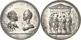 Sachsen-Kurlinie ab 1547 (Albertiner)
Friedrich August III. 1763-1806 Zinnmedaille mit Kupferstift 1769 (J. L. Stockmar) Auf seine Vermählung mit Ama...