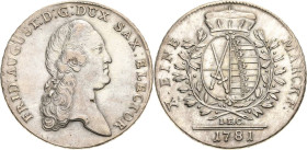 Sachsen-Kurlinie ab 1547 (Albertiner)
Friedrich August III. 1763-1806 Taler 1781, IEC-Dresden Kahnt 1079 Buck 157 b Schnee 1077 Davenport 2695 Sehr s...