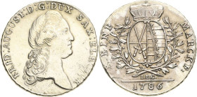 Sachsen-Kurlinie ab 1547 (Albertiner)
Friedrich August III. 1763-1806 Taler 1786, IEC-Dresden Kahnt 1081 Buck 159 i Schnee 1079 Davenport 2695 Fast v...