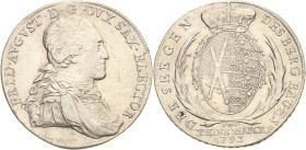 Sachsen-Kurlinie ab 1547 (Albertiner)
Friedrich August III. 1763-1806 Taler 1793, IEC-Dresden Ausbeute Kahnt 1087 Buck 192 b Schnee 1090 Müseler 1.4/...