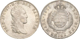 Sachsen-Kurlinie ab 1547 (Albertiner)
Friedrich August I. 1806-1827 Taler 1811, SGH-Dresden Napoleonrand Kahnt 1204 Kahnt 416 AKS 12 Jaeger 12 Davenp...