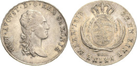 Sachsen-Kurlinie ab 1547 (Albertiner)
Friedrich August I. 1806-1827 Taler 1813, SGH-Dresden Napoleonrand Kahnt 1204 Kahnt 416 AKS 12 Jaeger 12 Davenp...