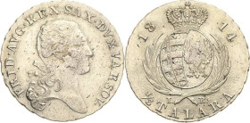 Sachsen-Kurlinie ab 1547 (Albertiner)
Friedrich August I. 1806-1827 1/3 Taler 1814, IB-Warschau Für Polen Kahnt 1269 AKS 195 Jaeger 206 Kopicki 3699 ...