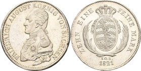 Sachsen-Kurlinie ab 1547 (Albertiner)
Friedrich August I. 1806-1827 Taler 1821, IGS-Dresden Kahnt 1217 Kahnt 422 AKS 22 Jaeger 30 Davenport 857 Schrö...