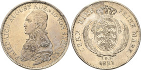 Sachsen-Kurlinie ab 1547 (Albertiner)
Friedrich August I. 1806-1827 Taler 1821, IGS-Dresden Kahnt 1217 Kahnt 422 AKS 22 Jaeger 30 Davenport 857 Vorzü...
