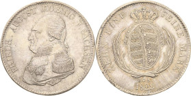 Sachsen-Kurlinie ab 1547 (Albertiner)
Friedrich August I. 1806-1827 Taler 1822, IGS-Dresden Kahnt 1219 Kahnt 424 AKS 24 Jaeger 33 Davenport 859 Leich...