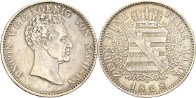 Sachsen-Kurlinie ab 1547 (Albertiner)
Anton 1827-1836 Taler 1828, S-Dresden Mohrenkopf AKS 64 Jaeger 54 Kahnt 433 Davenport 865 Kl. Kratzer, sehr sch...
