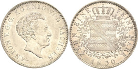 Sachsen-Kurlinie ab 1547 (Albertiner)
Anton 1827-1836 Taler 1830, S-Dresden AKS 66 Jaeger 60 Kahnt 435 Davenport 867 Fast vorzüglich/vorzüglich-Stemp...