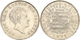 Sachsen-Kurlinie ab 1547 (Albertiner)
Anton 1827-1836 Taler 1831, S-Dresden AKS 66 Jaeger 60 Kahnt 435 Davenport 867 Kl. Randfehler, sehr schön-vorzü...