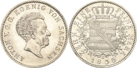 Sachsen-Kurlinie ab 1547 (Albertiner)
Anton 1827-1836 Taler 1836, G-Dresden AKS 66 Jaeger 60 Kahnt 435 Davenport 867 Winz. Kratzer, vorzüglich/vorzüg...