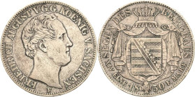 Sachsen-Kurlinie ab 1547 (Albertiner)
Friedrich August II. 1836-1854 Taler 1850, F-Dresden Ausbeute AKS 102 Jaeger 88 Kahnt 451 Davenport 879 Müseler...