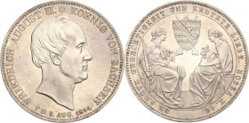 Sachsen-Kurlinie ab 1547 (Albertiner)
Friedrich August II. 1836-1854 Doppeltaler 1854, F-Dresden Auf seinen Tod AKS 116 Jaeger 96 Kahnt 457 Davenport...
