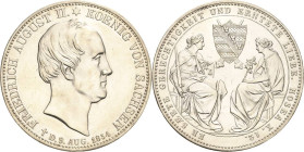 Sachsen-Kurlinie ab 1547 (Albertiner)
Friedrich August II. 1836-1854 Doppeltaler 1854, F-Dresden Auf seinen Tod AKS 116 Jaeger 96 Kahnt 457 Davenport...