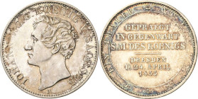 Sachsen-Kurlinie ab 1547 (Albertiner)
Johann 1854-1873 Taler 1855, F-Dresden Münzbesuch AKS 156 Jaeger 99 Kahnt 460 Davenport 885 Sehr schön-vorzügli...