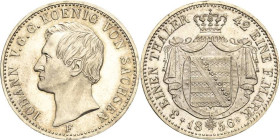 Sachsen-Kurlinie ab 1547 (Albertiner)
Johann 1854-1873 1/3 Taler 1856, F-Dresden AKS 138 Jaeger 101 Prachtvolles Exemplar. Fast Stempelglanz