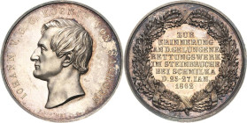 Sachsen-Kurlinie ab 1547 (Albertiner)
Johann 1854-1873 Silbermedaille 1862 (F. Ulbricht) Auf die Rettung der im Steinbruch bei Schmilka Verunglückten...