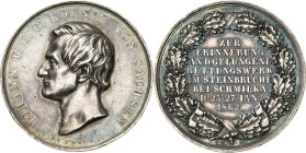 Sachsen-Kurlinie ab 1547 (Albertiner)
Johann 1854-1873 Silbermedaille 1862 (F. Ulbricht) Auf die Rettung der im Steinbruch bei Schmilka Verunglückten...