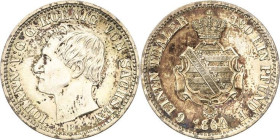 Sachsen-Kurlinie ab 1547 (Albertiner)
Johann 1854-1873 1/6 Taler 1864, B-Dresden AKS 142 Jaeger 113 Vorzüglich-prägefrisch