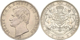Sachsen-Kurlinie ab 1547 (Albertiner)
Johann 1854-1873 Taler 1869, B-Dresden AKS 137 Jaeger 126 Kahnt 470 Davenport 895 Attraktives Exemplar. Vorzügl...