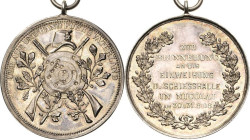 Schlesien
 Silbermedaille 1908 (unsigniert) Einweihung der Schießhalle in Nicolai/Mikolow. Schützenemblem / 7 Zeilen Schrift im Eichenkranz. 33 mm, 1...