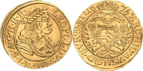 Schlesien-Oberster Lehnsherr
Leopold I. 1658-1705 Dukat 1676, SHS-Breslau Fr.u.S. 493 Kopicki - Friedberg 277 GOLD. 3.41 g. Sehr selten. Vorzüglich+