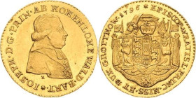 Schlesien-Breslau, Bistum
Joseph von Hohenlohe 1795-1817 Dukat 1796, Neisse Brustbild nach rechts / Mehrfeldiges Wappen mit Bischofsstab, Fürstenhut ...