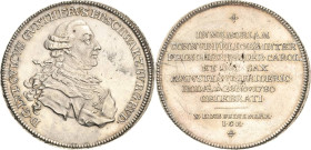 Schwarzburg-Rudolstadt
Ludwig Günther II. 1767-1790 Taler 1780, ICK-Saalfeld Auf die zweite Vermählung seines Sohnes, Erbprinz Friedrich Karl, mit Au...