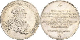 Schwarzburg-Rudolstadt
Ludwig Günther II. 1767-1790 Taler 1780, ICK-Saalfeld Auf die zweite Vermählung seines Sohnes, Erbprinz Friedrich Karl, mit Au...