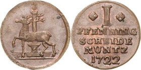 Stolberg-Stolberg
Christoph Friedrich und Jost Christian 1704-1738 Pfennig 1722, Stolberg Friederich 1666 Prachtexemplar. Prägefrisch