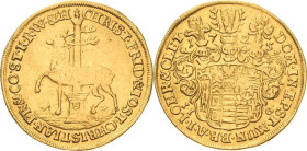 Stolberg-Stolberg
Christoph Friedrich und Jost Christian 1704-1738 Dukat 1725, IIG-Stolberg Friederich 1698 Friedberg 3325 GOLD. 3.43 g. Leicht gewel...