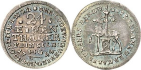 Stolberg-Stolberg
Christoph Ludwig und Friedrich Botho 1739-1761 1/24 Taler (Groschen) 1744, IIG-Stolberg Ausbeute. Feinsilber Friederich 1866 Müsele...