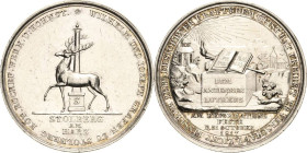 Stolberg-Stolberg
Johann Wilhelm Christof und Josef Christian Ernst Ludwig 1810-1826 Silbermedaille 1817 (Loos) Reformationsfest. Hirsch vor Säule, i...