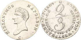 Westfalen-Königreich
Hieronymus Napoleon 1807-1813 2/3 Taler 1809, C-Clausthal Feinsilber AKS 11 Jaeger 16 b Kahnt 556 Smith 277 Sehr selten in diese...