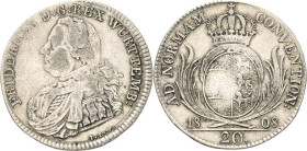 Württemberg
Friedrich 1797-1816 20 Kreuzer 1808. AKS 43 Jaeger 11 Sehr schön