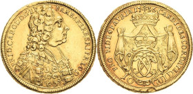 Würzburg-Bistum
Friedrich Karl von Schönborn 1729-1746 10 Gulden (Carolin) 1736. Variante mit kleinerem Schild und GULD Helmschrott 626 Krug 403 a Sl...