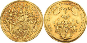 Würzburg-Bistum
Anselm Franz von Ingelheim 1746-1749 Goldgulden o.J. Nürnberg Neujahrsgulden. LUX PATRIAE SIGNUMQUE SALUTIS (= Das Licht des Vaterlan...