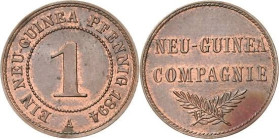 Deutsch-Neuguinea
 1 Neu-Guinea Pfennig 1894 A Jaeger 701 Revers kl. Kratzer , fast Stempelglanz