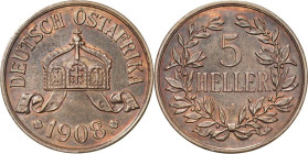 Deutsch-Ostafrika
 5 Heller 1908 J Jaeger 717 Vorzüglich