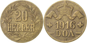 Tabora
 20 Heller 1916 T Messing. 3 Blätter. LL vollständig / große Krone Jaeger 724 b Selten. Sehr schön-vorzüglich