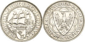 5 Reichsmark 1927 A Bremerhaven Jaeger 326 Fast vorzüglich