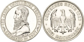 3 Reichsmark 1927 F Tübingen Jaeger 328 Sehr schön-vorzüglich