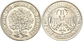 5 Reichsmark 1929 D Eichbaum Jaeger 331 Vorzüglich-prägefrisch