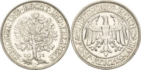 5 Reichsmark 1931 G Eichbaum Jaeger 331 Sehr schön-vorzüglich