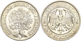 5 Reichsmark 1932 G Eichbaum Jaeger 331 Prachtvolles Exemplar. Fast Stempelglanz