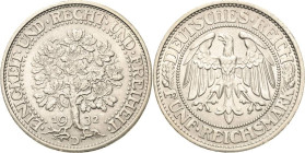 5 Reichsmark 1932 D Eichbaum Jaeger 331 Vorzüglich