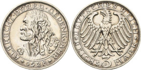 3 Reichsmark 1928 D Dürer Jaeger 332 Vorzüglich-prägefrisch