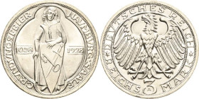 3 Reichsmark 1928 A Naumburg Jaeger 333 Fast Stempelglanz/Stempelglanz